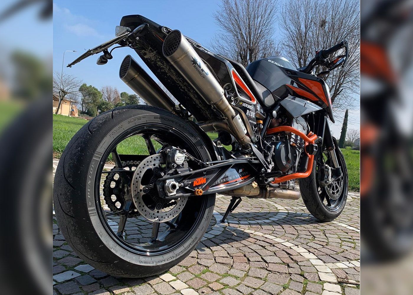 SPARK GKT0110 KTM 790 / 890 Duke (2018+) Titanium Semi-Full Double Exhaust System "GRID-O" (215 mm)