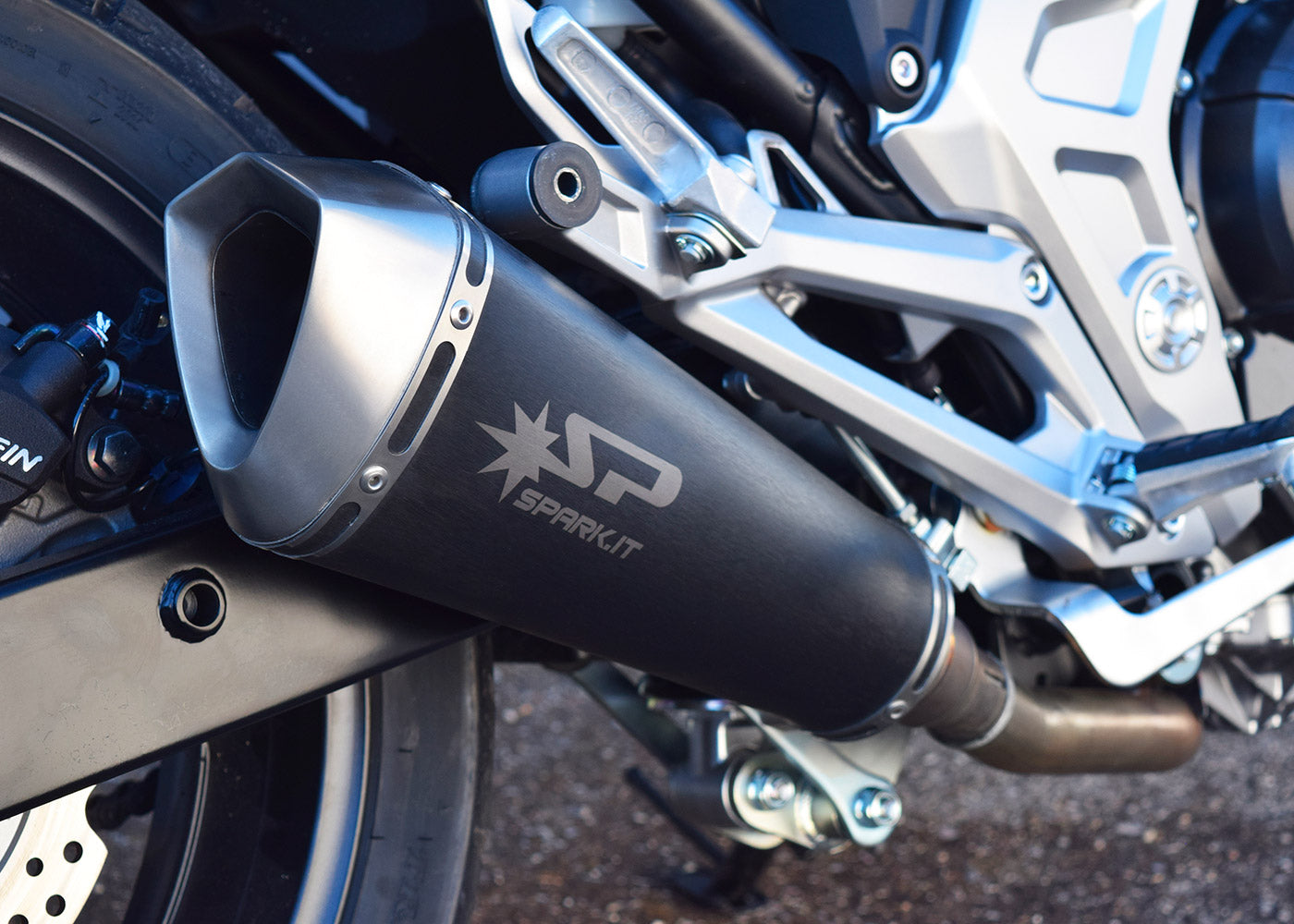 SPARK GHO1103 Honda NC700 / NC750 / Integra Slip-on Exhaust "Konix" (EU homologated; dark)