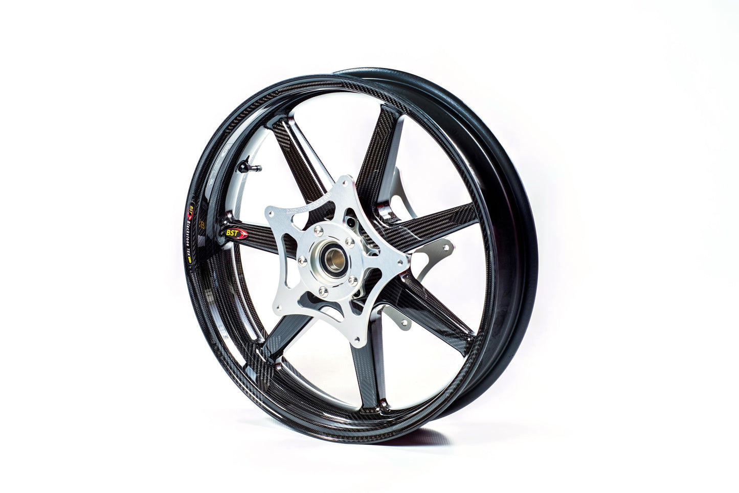 BST BMW K1600GT Carbon Wheels Set "Panther TEK" (front & conventional rear, 7 straight spokes, silver hubs)