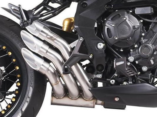 QD EXHAUST MV Agusta Dragster 800 RR (18/...) Triple Slip-on Exhaust "Power Gun" (silver; EU homologated)