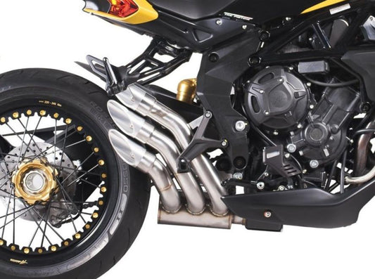 QD EXHAUST MV Agusta Dragster 800/RR Triple Slip-on Exhaust "Power Gun" (silver; EU homologated)