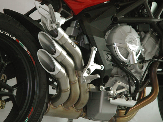 QD EXHAUST MV Agusta Brutale 675/800 Triple Slip-on Exhaust "Power Gun" (silver; EU homologated)