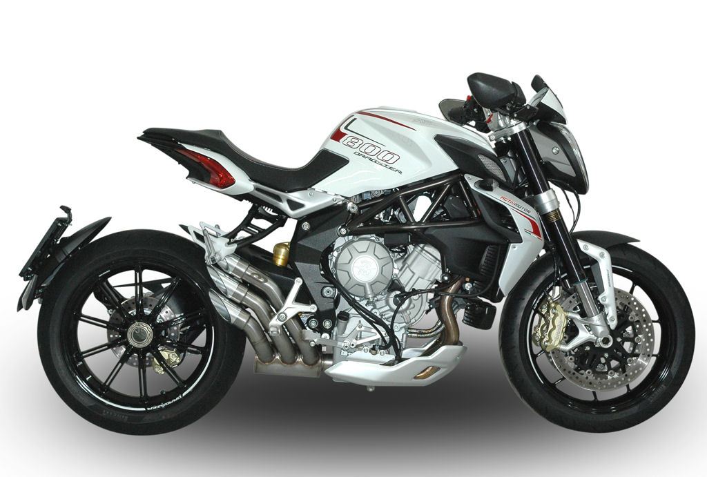 QD EXHAUST MV Agusta Dragster 800/RR Triple Slip-on Exhaust "Power Gun" (silver; EU homologated)