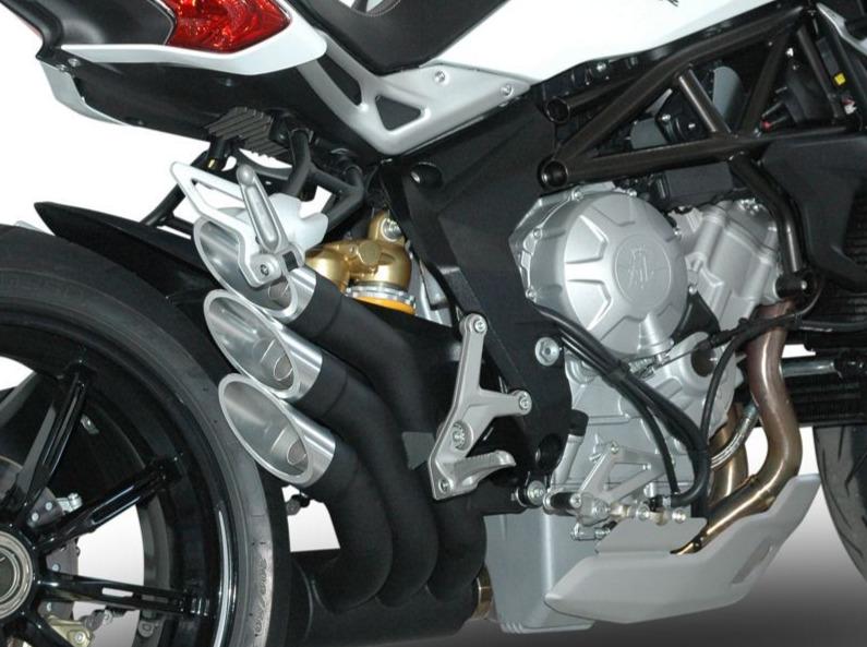 QD EXHAUST MV Agusta Dragster 800/RR Triple Slip-on Exhaust "Power Gun" (dark; EU homologated)