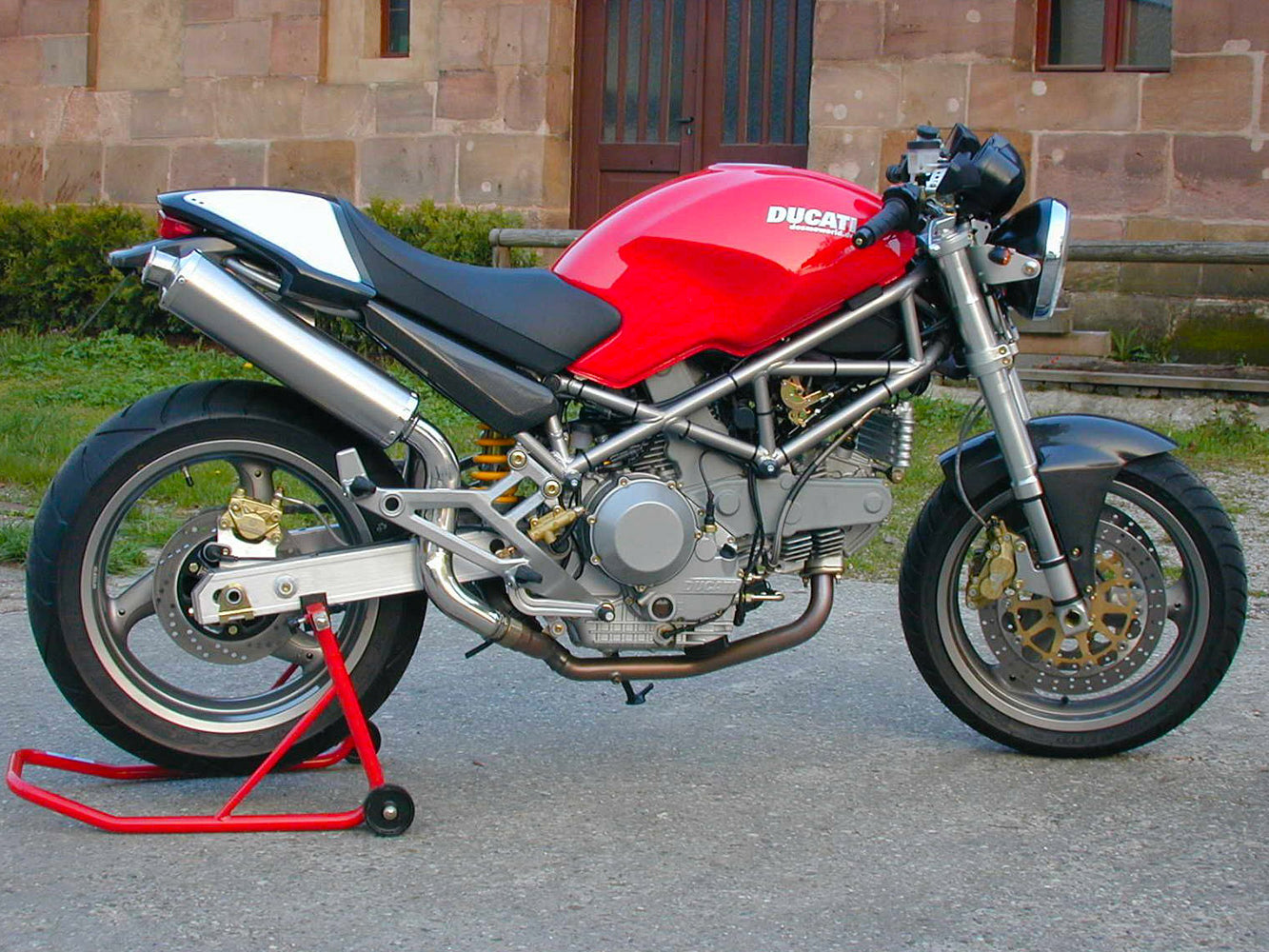 SPARK GDU0812 Ducati Monster High Position Dual Slip-on Exhaust "Round" (titanium; EU homologated)