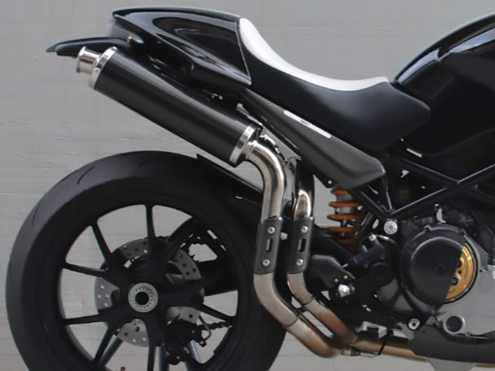 SPARK GDU0820 Ducati Monster S4R / S4RS (06/08) Carbon Slip-on Exhaust "Round" (EU homologated; high position)