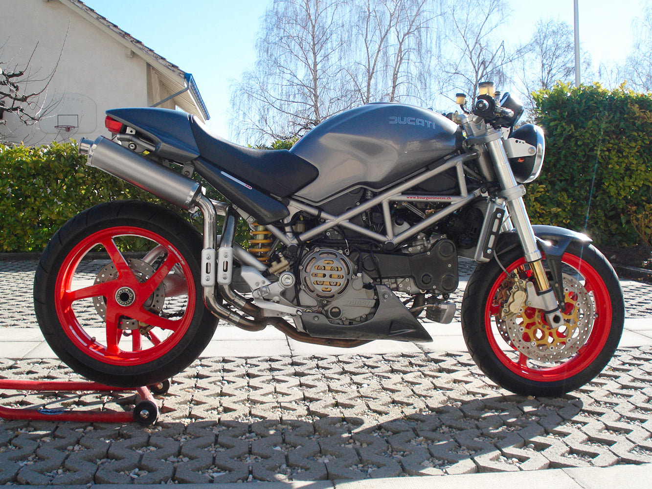 SPARK GDU0820 Ducati Monster S4R / S4RS (06/08) Titanium Slip-on Exhaust "Round" (EU homologated; high position)