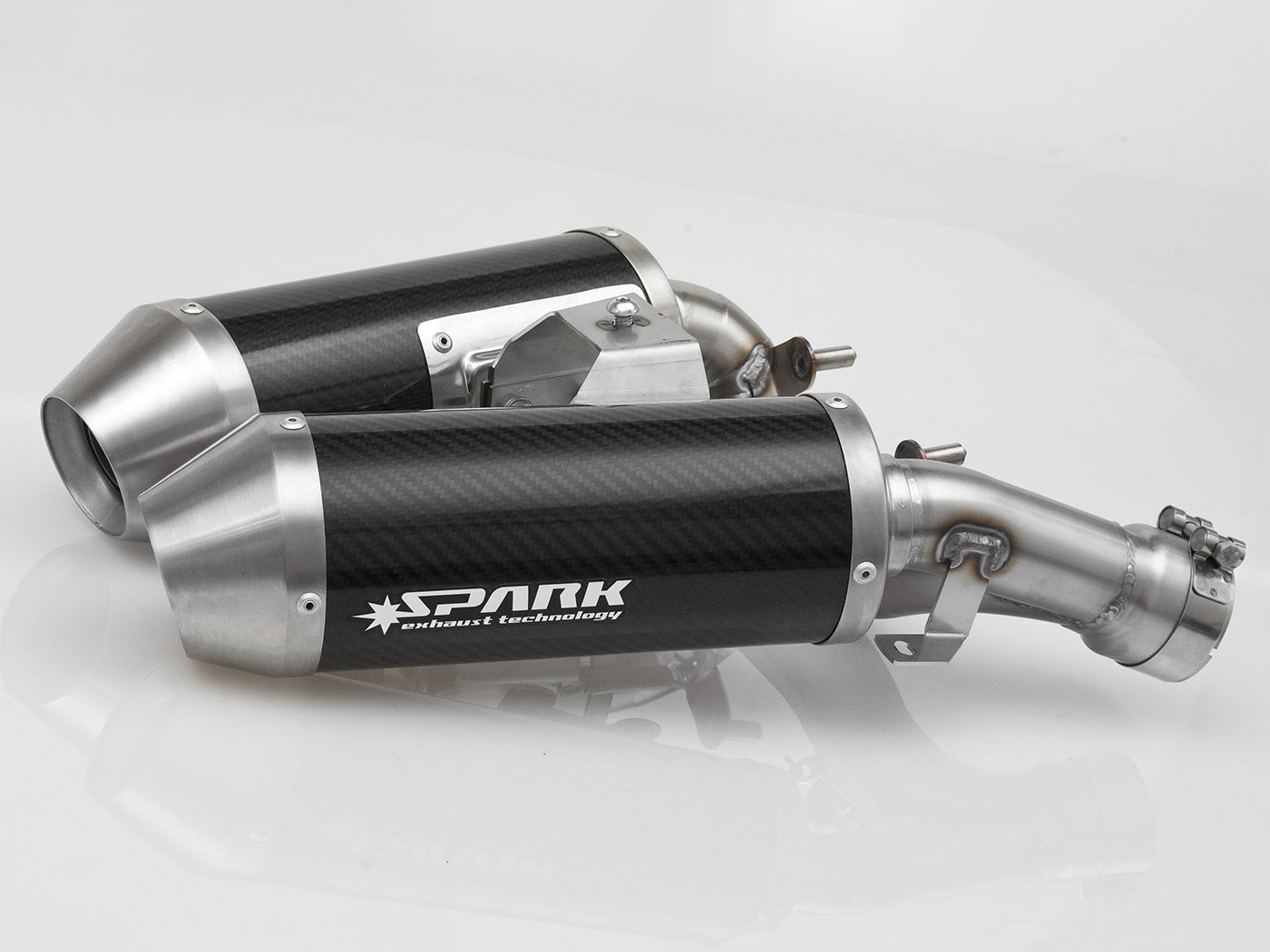 SPARK GDU1801 Ducati Hypermotard 796 / 1100 (07/12) Dual Slip-on Exhaust "Round" (EU homologated; carbon)