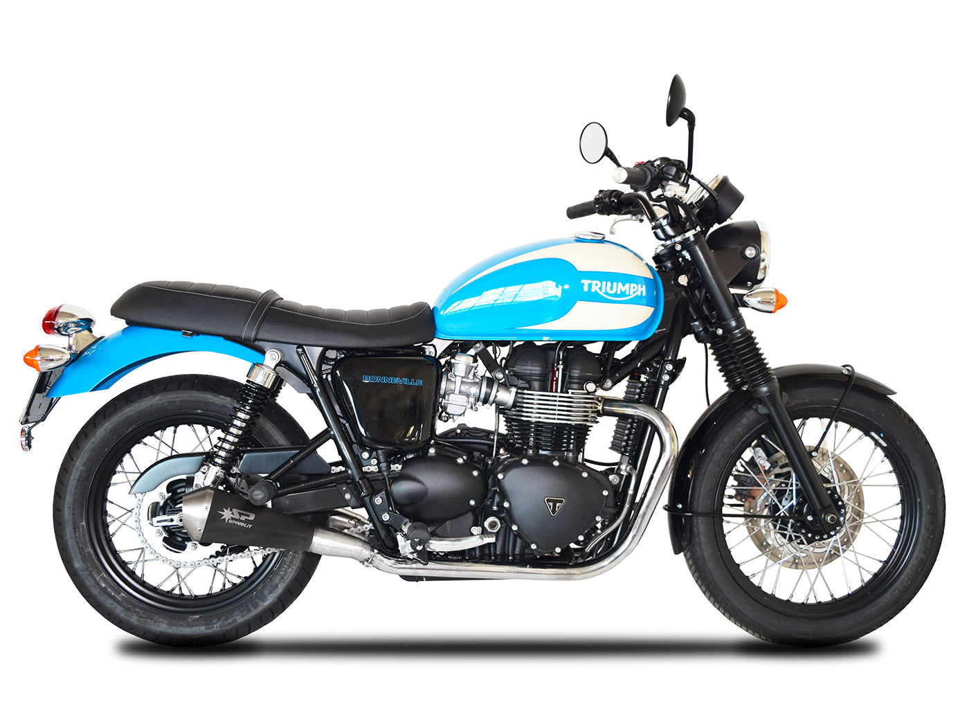 SPARK GTR0207 Triumph Bonneville T100 (02/16) Double Slip-on Exhaust "Megaphone" (racing)