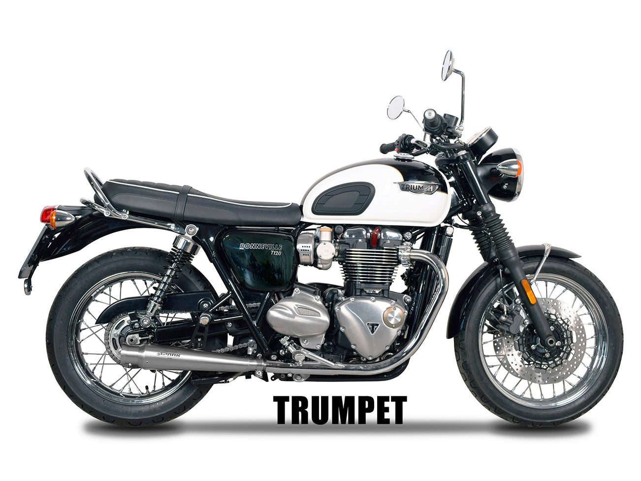 SPARK GTR0208 Triumph Bonneville T120 (16/18) Double Slip-on Exhaust "Trumpet" (approved; polished)