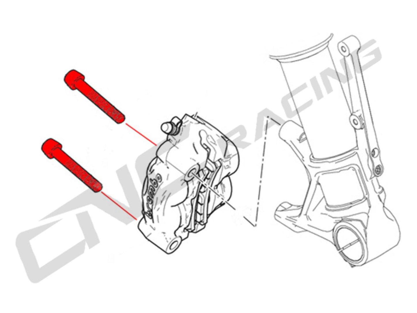 KV436X - CNC RACING Ducati / Aprilia Titanium Brembo Front Brake Caliper Bolts (M10x1.25x55)