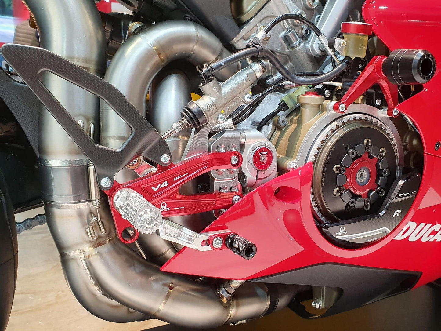 PE408PR - CNC RACING Ducati Panigale V4R Adjustable Rearset "RPS" (Pramac Racing Limited Edition)