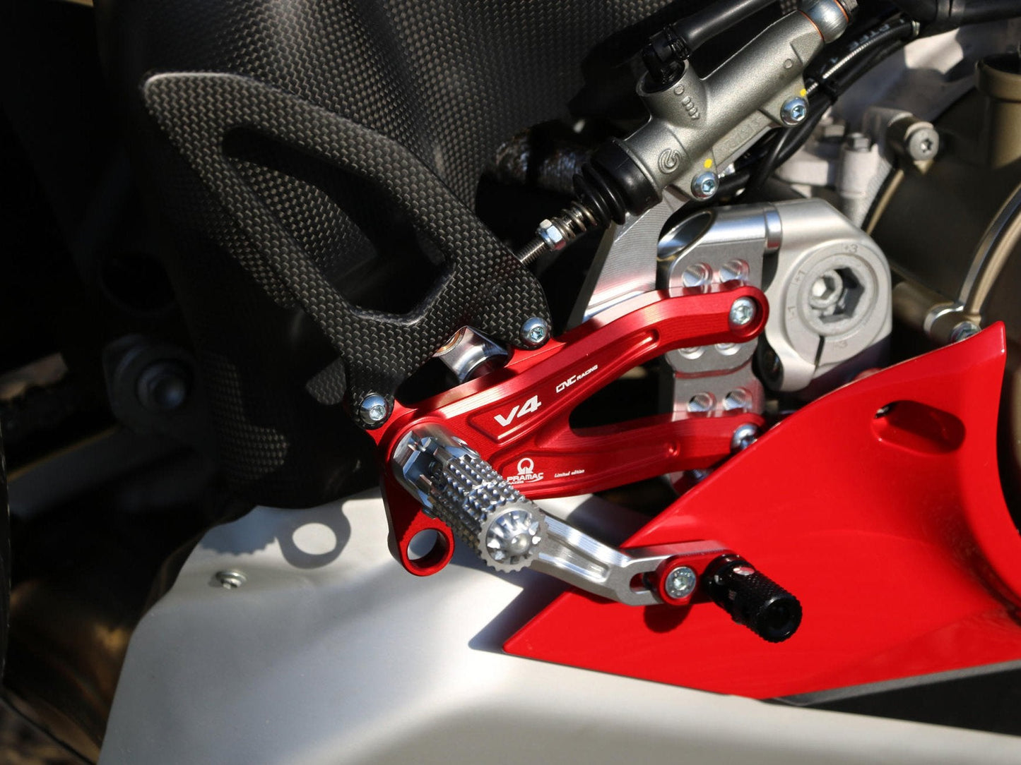 PE408PR - CNC RACING Ducati Panigale V4R Adjustable Rearset "RPS" (Pramac Racing Limited Edition)