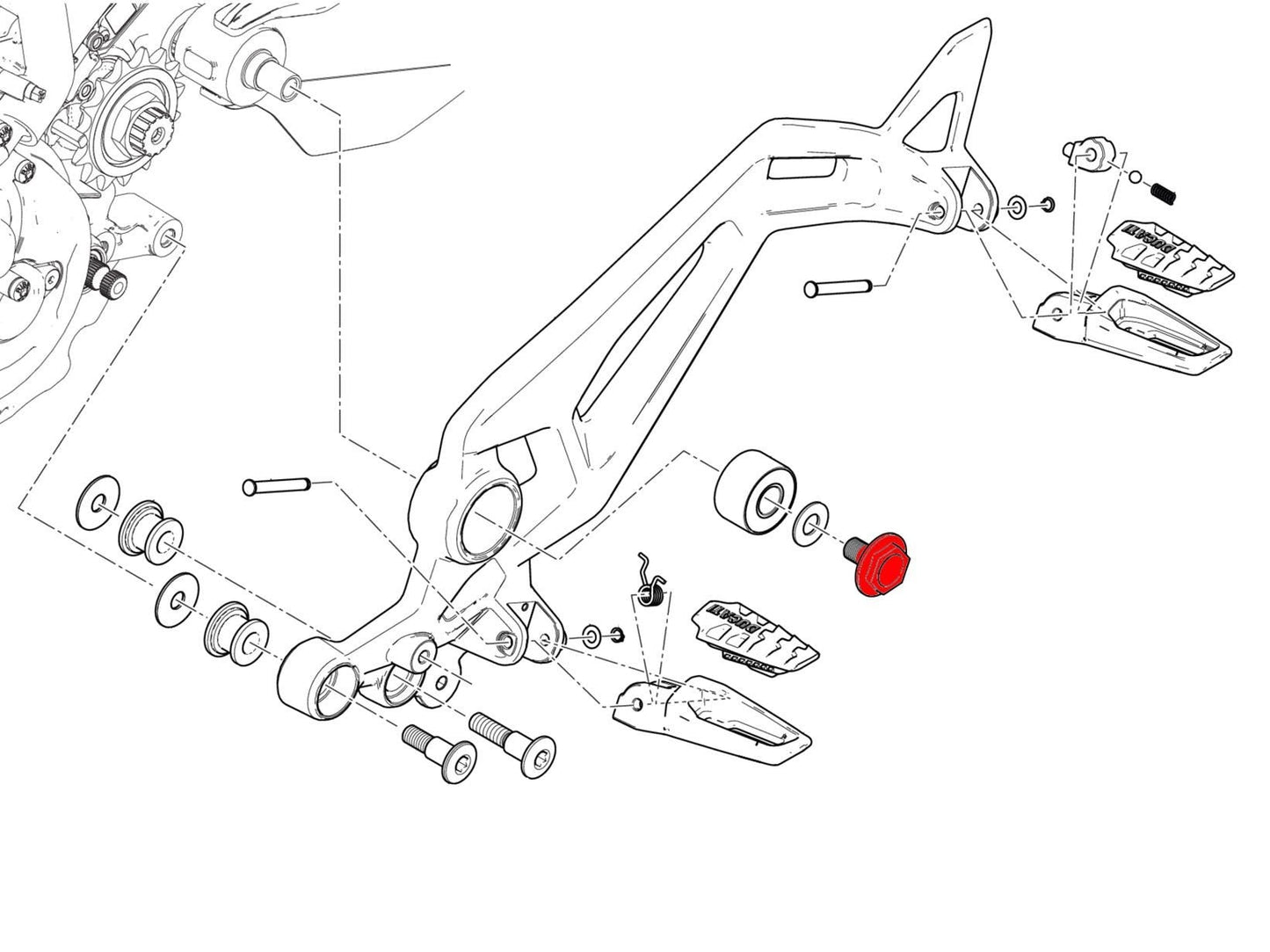 PEV06 - CNC RACING Ducati Monster 950 (2021+) OEM Rearset Central Bolts