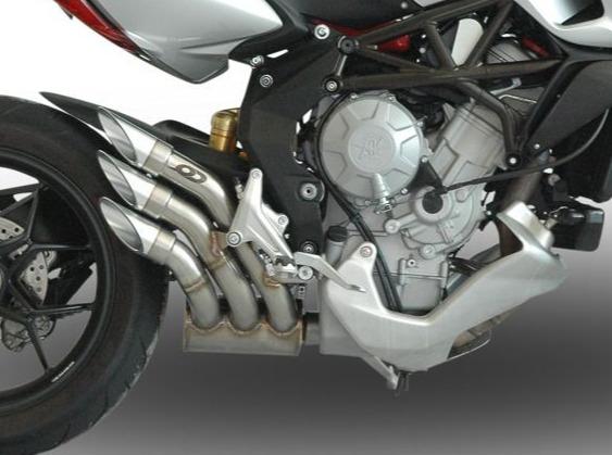 QD EXHAUST MV Agusta Rivale 800 Triple Slip-on Exhaust "Power Gun" (silver; EU homologated)