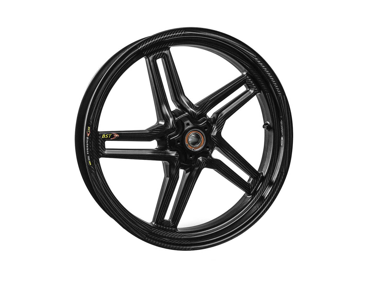 BST MV Agusta Turismo Veloce Carbon Wheel "Rapid TEK" (front, 5 slanted spokes, black hubs)