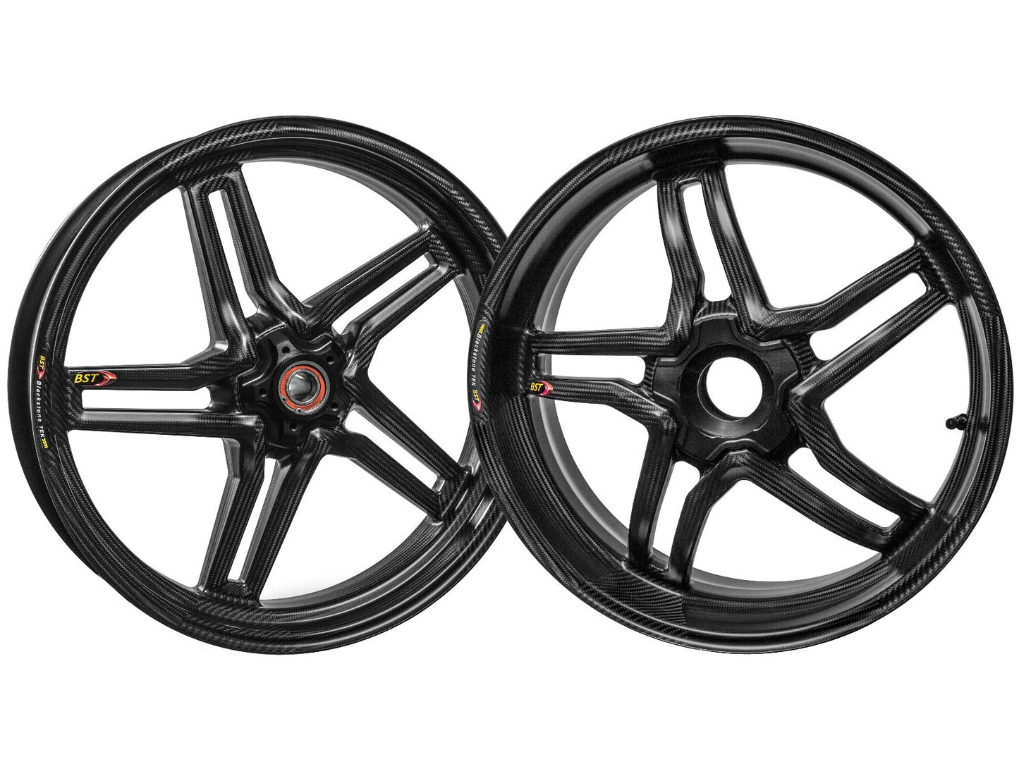 BST Yamaha YZF-R6 Carbon Wheels Set "Rapid TEK" (front & conventional rear, 5 slanted spokes, black hubs)