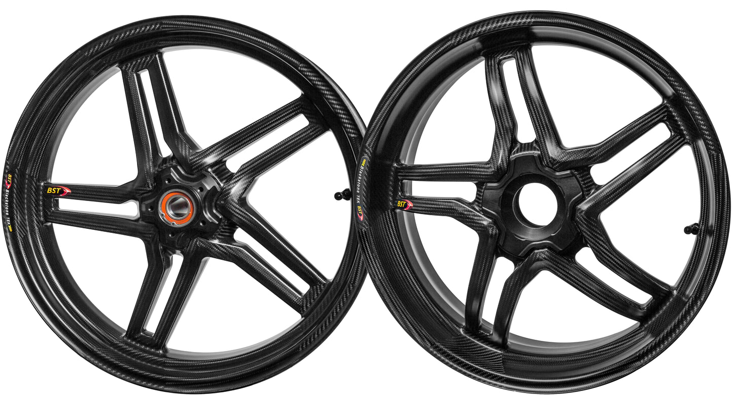 BST Ducati Panigale 899 / 959 Carbon Wheels Set "Rapid TEK" (front & conventional rear, 5 slanted spokes, black hubs)