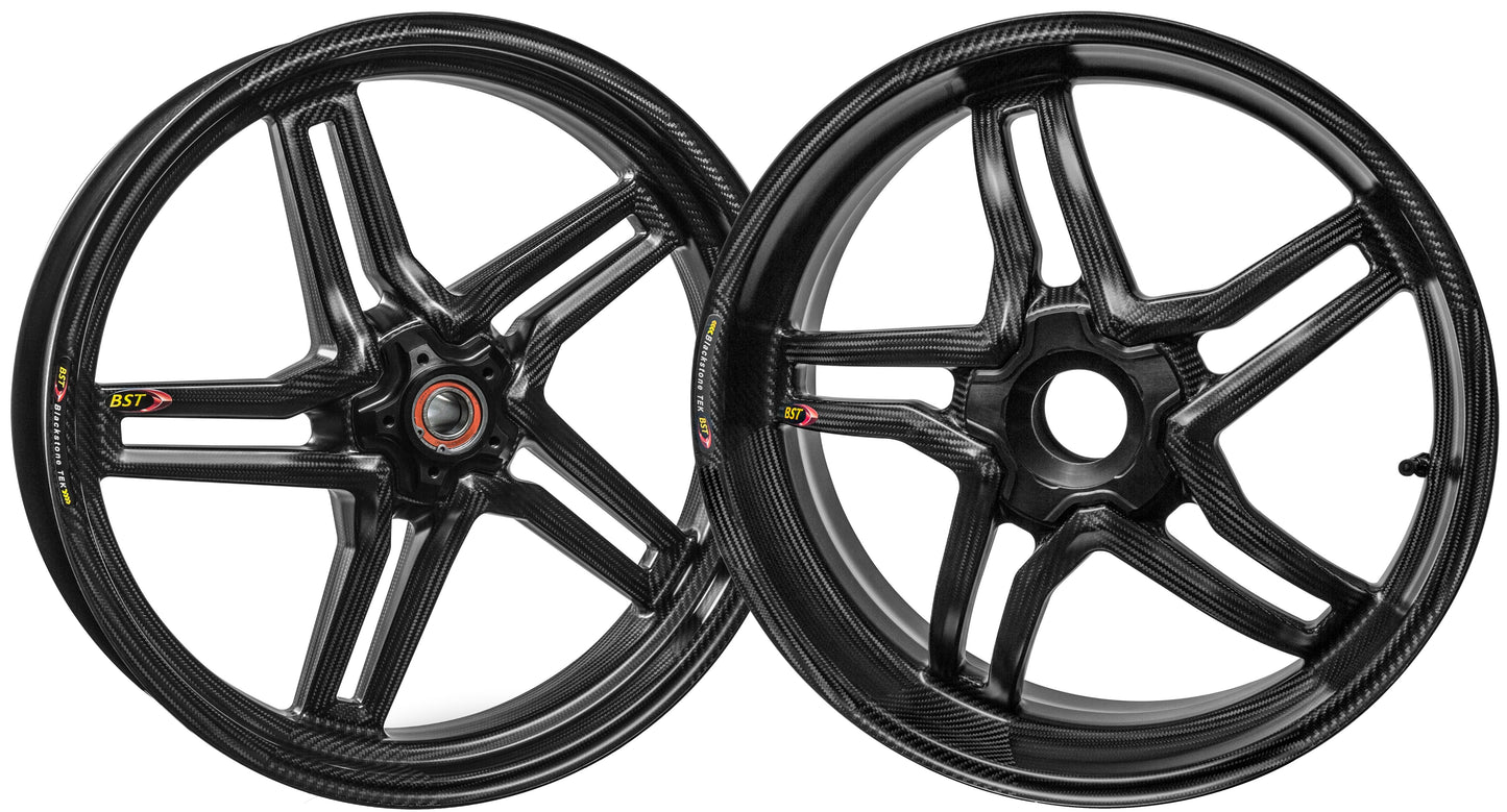 BST Ducati Panigale 899 / 959 Carbon Wheels Set "Rapid TEK" (front & conventional rear, 5 slanted spokes, black hubs)