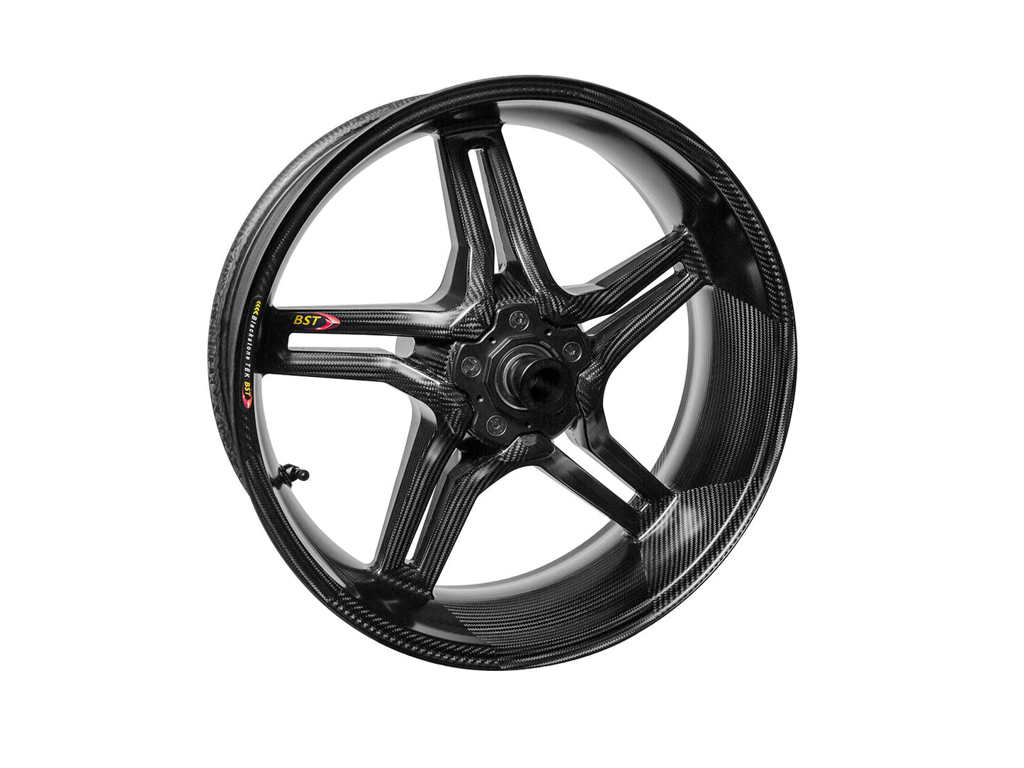 BST Ducati Superbike 848 Carbon Wheel "Rapid TEK" (offset rear, 5 slanted spokes, black hubs)