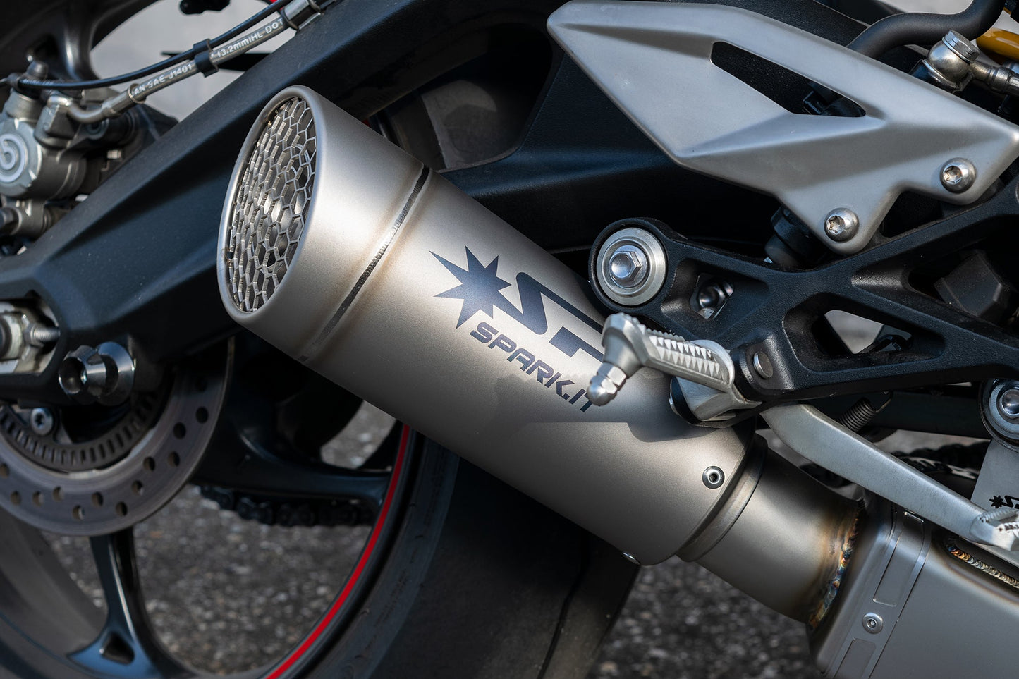 SPARK GTR0503 Triumph Street Triple 765 (20/22) Titanium 3/4 Exhaust System "GRID-O" (approved; polished box)