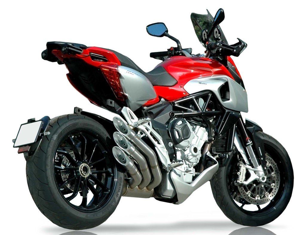 QD EXHAUST MV Agusta Stradale 800 Triple Slip-on Exhaust "Power Gun" (silver; EU homologated)