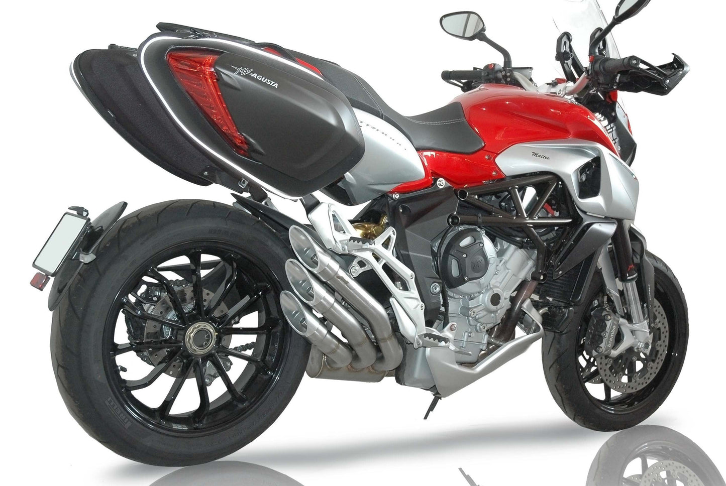 QD EXHAUST MV Agusta Stradale 800 Triple Slip-on Exhaust "Power Gun" (silver; EU homologated)