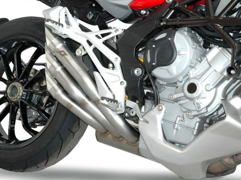 QD EXHAUST MV Agusta Stradale 800 Triple Slip-on Exhaust "Power Gun" (silver; EU homologated)