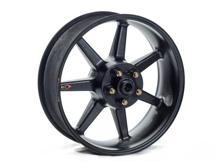 BST Aprilia RSV4  Carbon Wheels "Mamba TEK" (front & conventional rear, 7 straight spokes, black hubs)