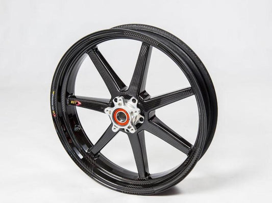 BST MV Agusta Brutale 750 / 910 / 920 Carbon Wheel "Mamba TEK" (front, 7 straight spokes, silver hubs)