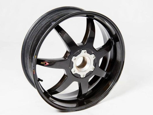 BST Kawasaki ZX-6R / ZX-6R 636 Carbon Wheel "Mamba TEK" (offset rear, 7 straight spokes, silver hubs)