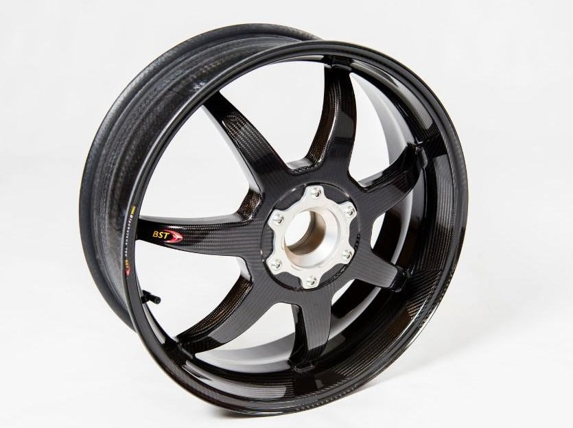 BST Ducati Hypermotard 821 Carbon Wheel "Mamba TEK" (offset rear, 7 straight spokes, silver hubs)