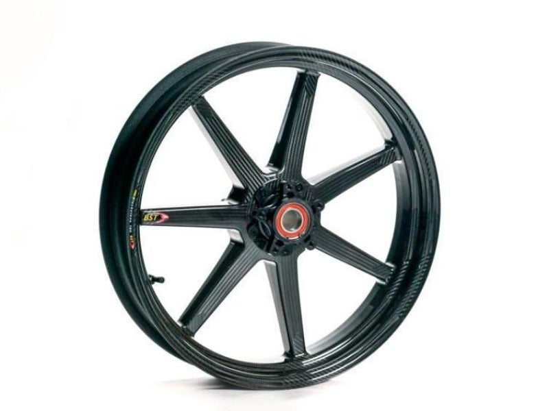 BST Yamaha YZF-R1 / MT-10 Carbon Wheel "Mamba TEK" (front, 7 straight spokes, black hubs)