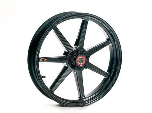 BST MV Agusta Brutale 989 R / 990 R / 1078 Carbon Wheel "Mamba TEK" (front, 7 straight spokes, black hubs)