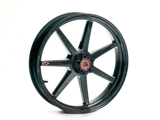 BST Kawasaki ZX-6R / ZX-6R 636 Carbon Wheel "Mamba TEK" (front, 7 straight spokes, black hubs)