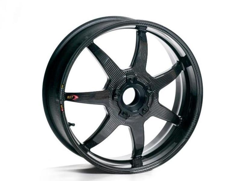 BST BMW S1000R / S1000RR Carbon Wheel "Mamba TEK" (offset rear, 7 straight spokes, black hubs)