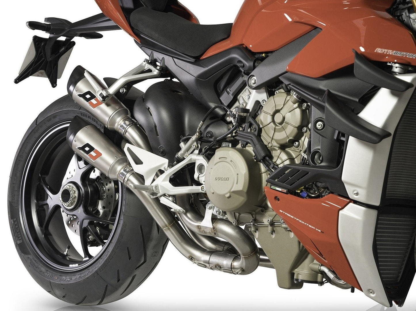 QD EXHAUST Ducati Streetfighter V4/V4S Semi-Full Dual Exhaust System "Gunshot" (EU homologated)