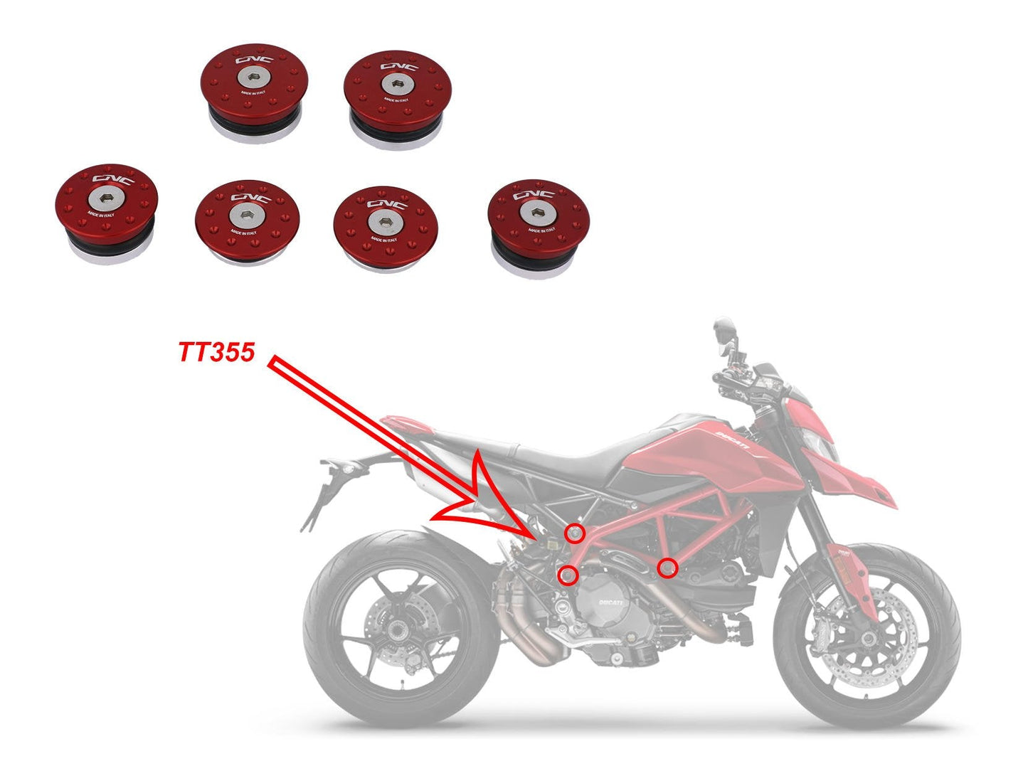 TT355 - CNC RACING Ducati Hypermotard 950 Frame Plugs