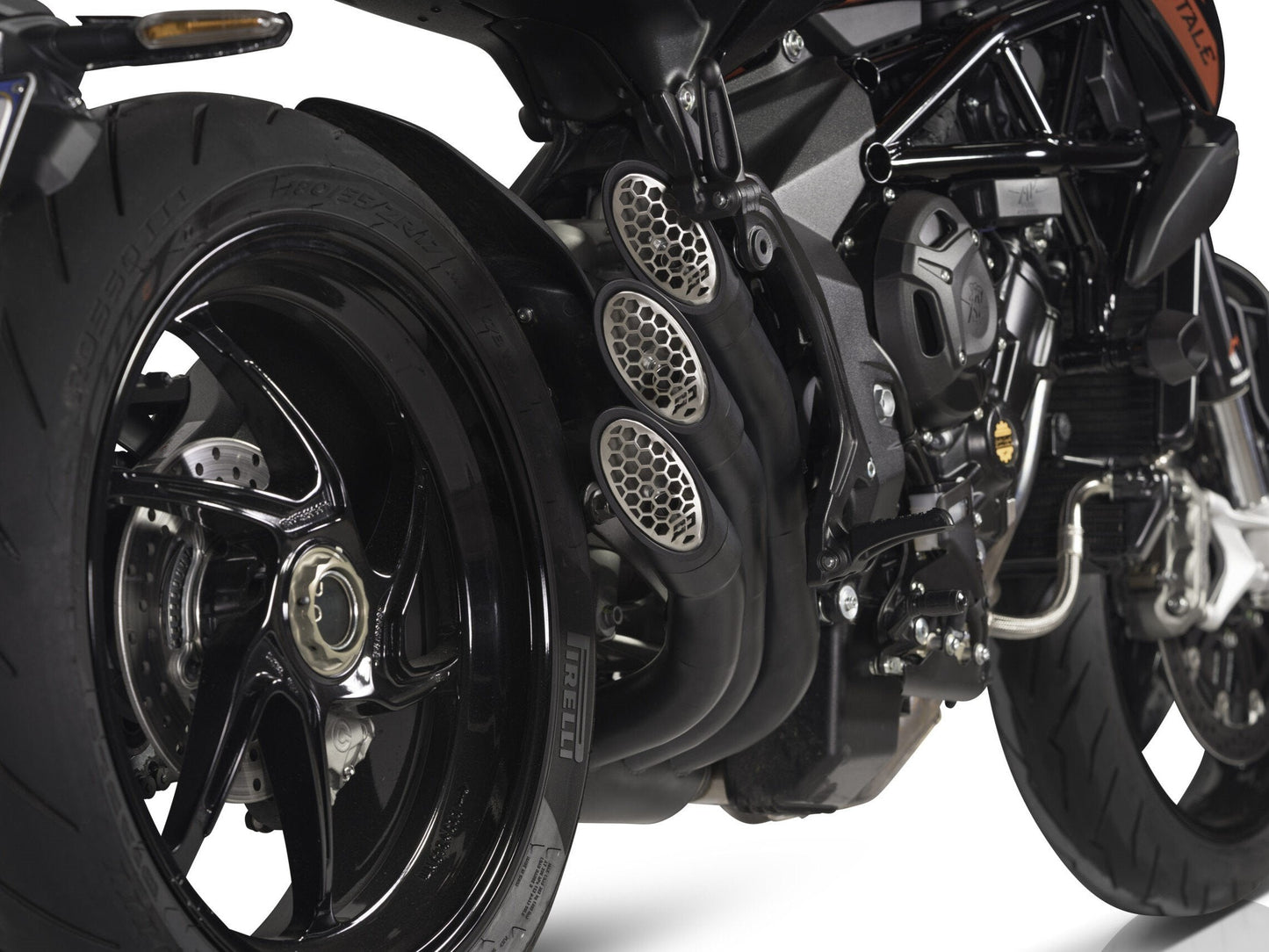 QD EXHAUST MV Agusta Brutale 800 (16/...) Triple Slip-on Exhaust "Power Gun" (dark; EU homologated)