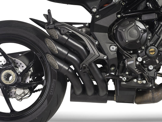 QD EXHAUST MV Agusta Brutale 800 (16/...) Triple Slip-on Exhaust "Power Gun" (dark; EU homologated)