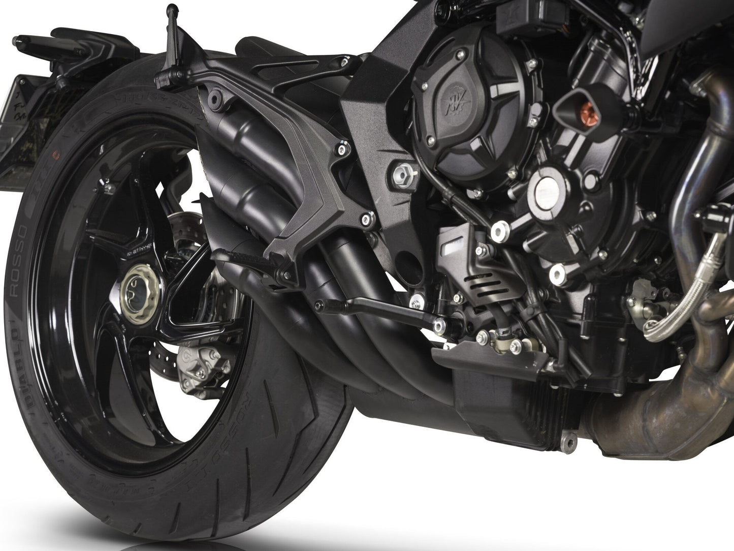 QD EXHAUST MV Agusta Brutale 800 (16/...) Triple Slip-on Exhaust "Power Gun" (dark; EU homologated)