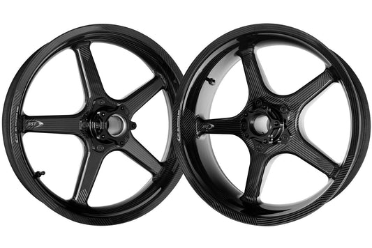 BST Ducati Scrambler Carbon Wheels Set "Twin TEK" (5 straight spokes, black hubs, front & conventional rear)