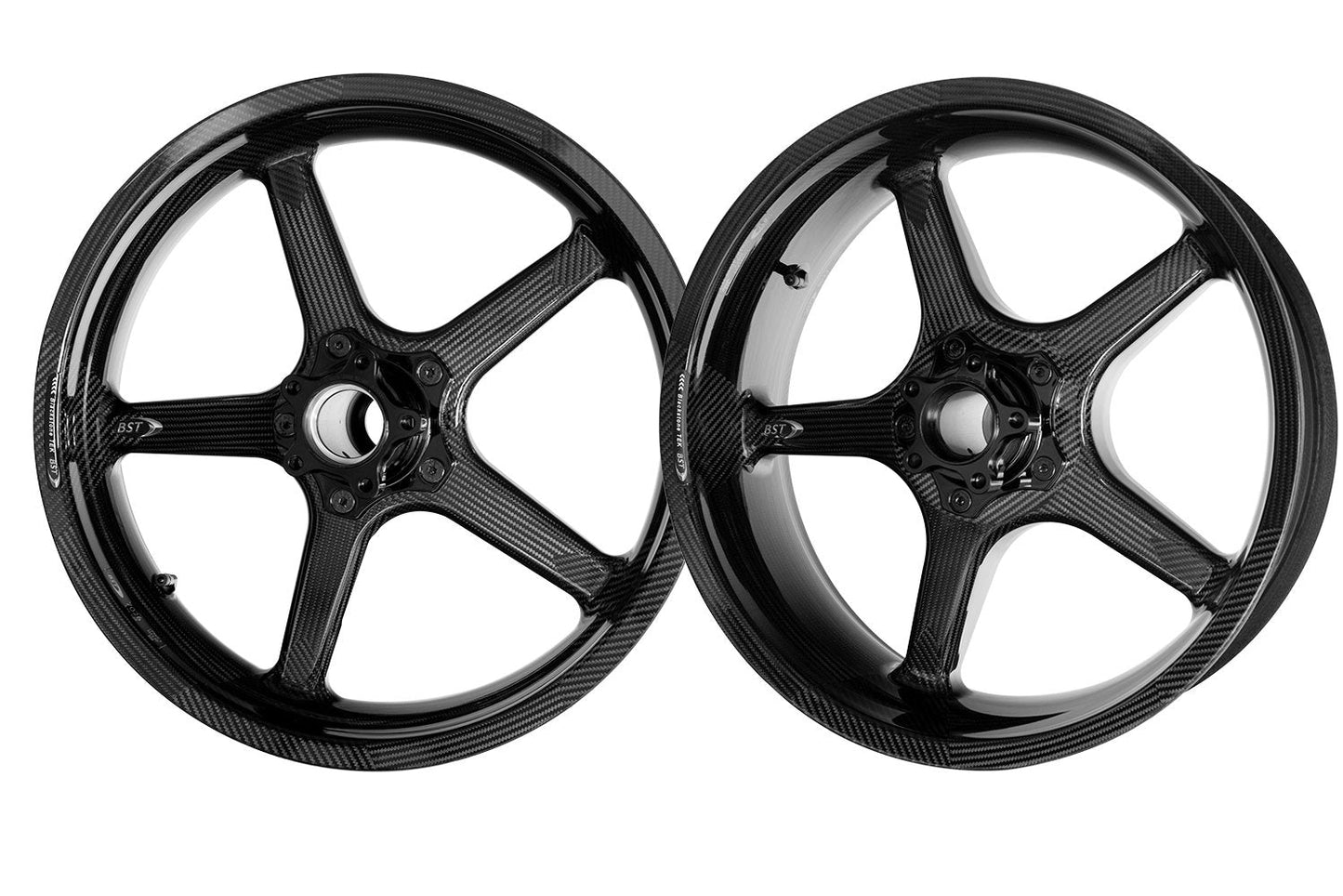 BST Ducati Scrambler Carbon Wheels Set "Twin TEK" (5 straight spokes, black hubs, front & conventional rear)