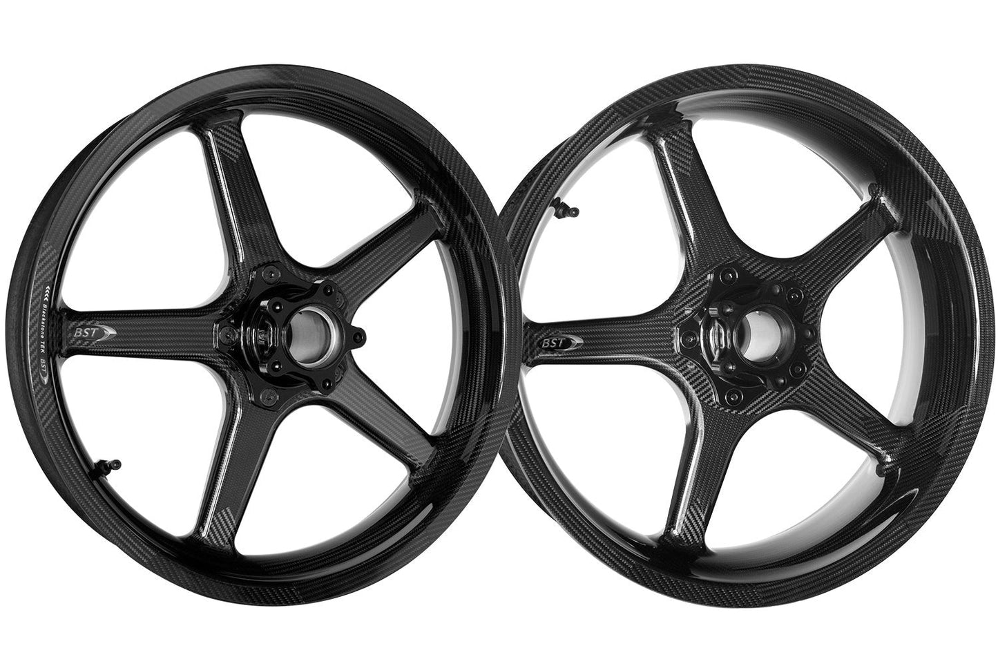 BST Ducati Scrambler Carbon Wheels Set "Twin TEK" (5 straight spokes, black hubs, front & conventional rear)