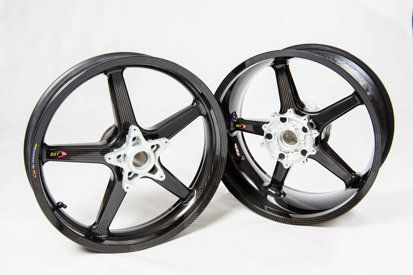 BST Ducati Scrambler Carbon Wheels Set "Twin TEK" (5 straight spokes, silver hubs, front & conventional rear)