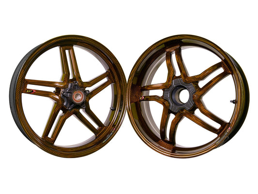 BST Ducati Hypermotard 1100 Carbon Wheels Set "Rapid TEK" (front & offset rear, 5 slanted spokes, black hubs)