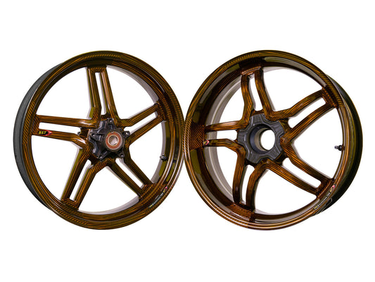 BST Ducati Monster 821 Carbon Wheels Set "Rapid TEK" (front & offset rear, 5 slanted spokes, black hubs)