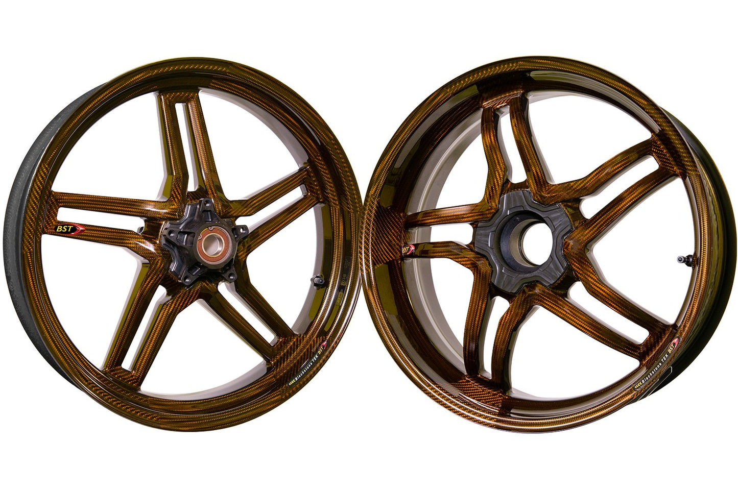 BST BMW S1000R / S1000RR Carbon Wheels Set "Rapid TEK" (front & conventional rear, 5 slanted spokes, black hubs)