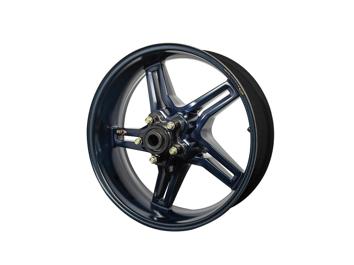 BST Yamaha YZF-R6 Carbon Wheel "Rapid TEK" (conventional rear, 5 slanted spokes, black hubs)