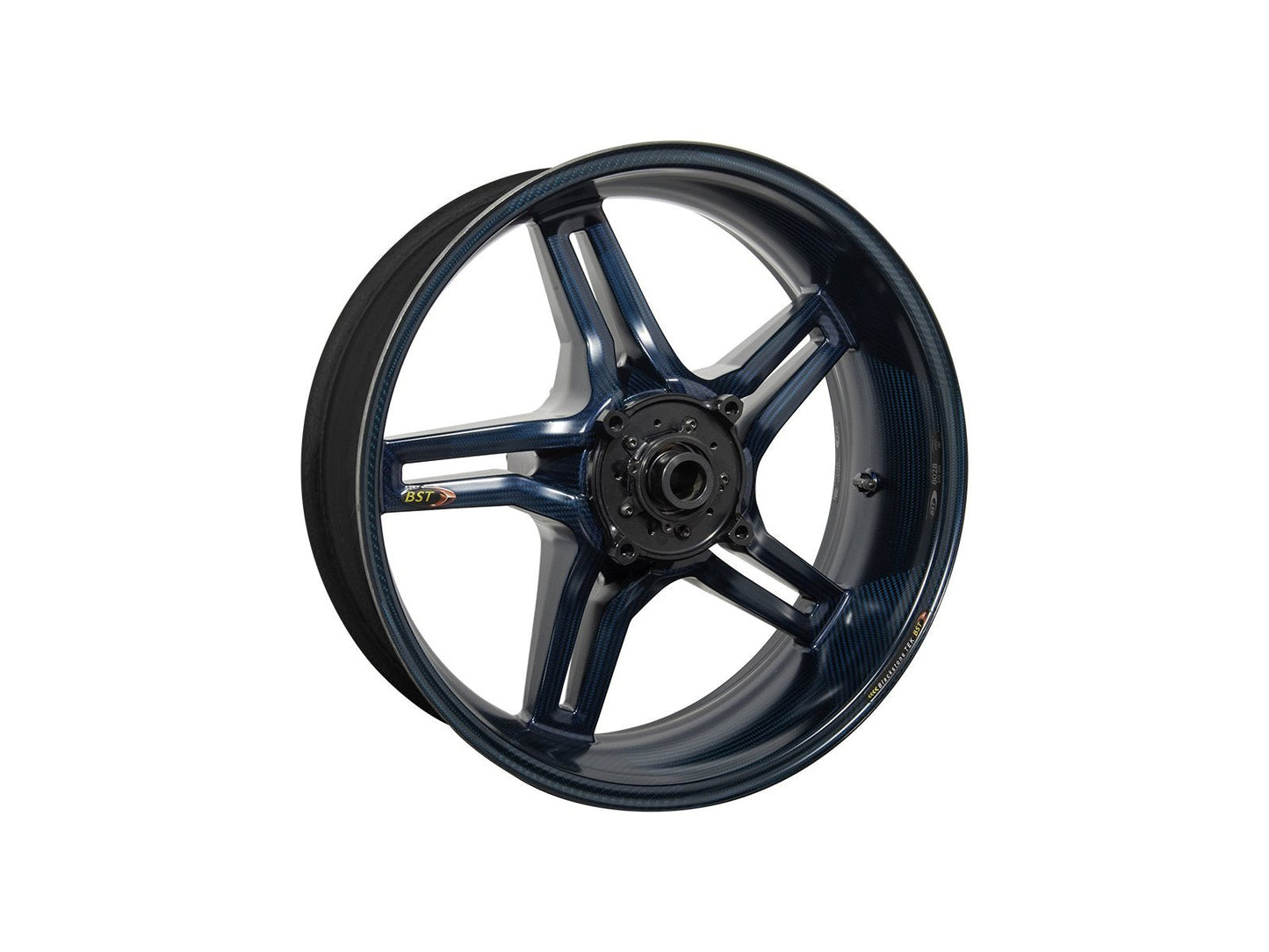 BST Suzuki GSX-R600 (11/18) / GSX-R750 (11/18) Carbon Wheel "Rapid TEK" (conventional rear, 5 slanted spokes, black hubs)